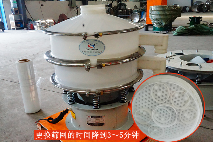 塑料振動(dòng)篩篩網(wǎng)更換只需：3-5分鐘。